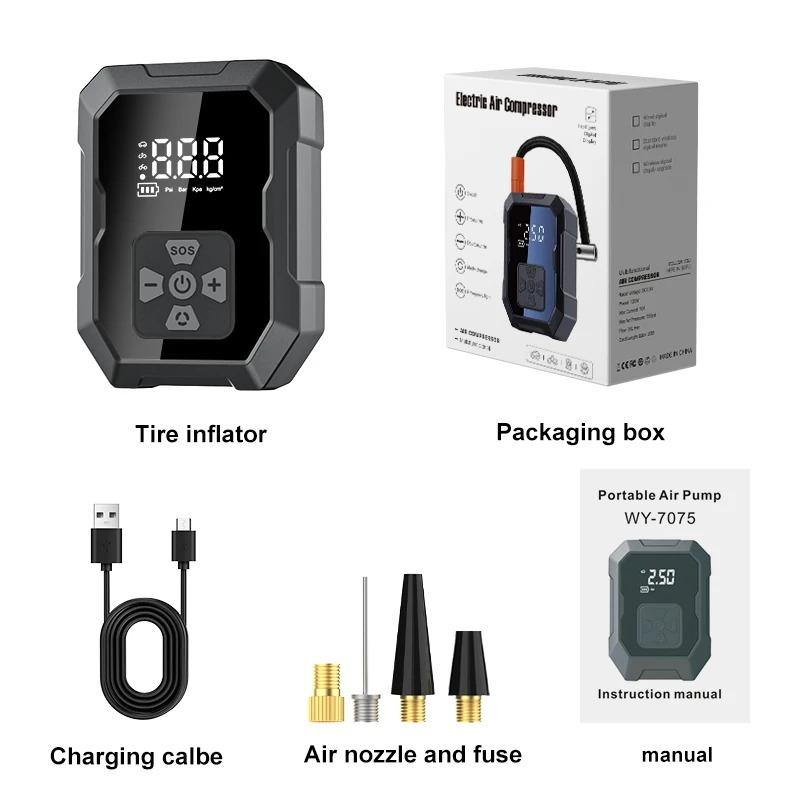 

YIJU Wireless Tire Air Pump Portable Electric Inflator For Motorcycle Car Bicycle Compressor Football Ball Inflator Pump Tools Battery Powered