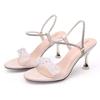This Year's New Sandals Women's Summer Medium Heel Crystal Heel High Heel Thick Heel Summer Two Wear Rhinestones Outside Cool Slippers