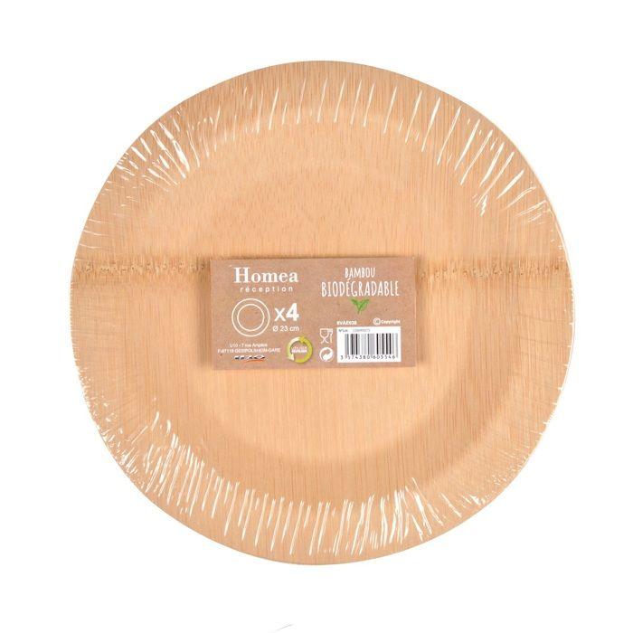 Set de 4 assiettes plates en bambou