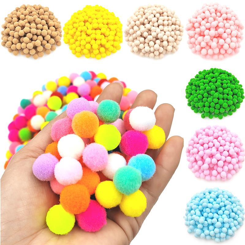 Miękki pompon puszysty ręcznie robiony materiał pluszowa piłka pompony Multicolor DIY krawiectwo zabawki dla dzieci 10/15mm dekoracje ślubne biżuteria akcesoria
