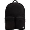 Commuter Campus Style Multi-Pocket Simple Embroidered Label Fabric Backpack Men Backpack Space-Black HH3946-001
