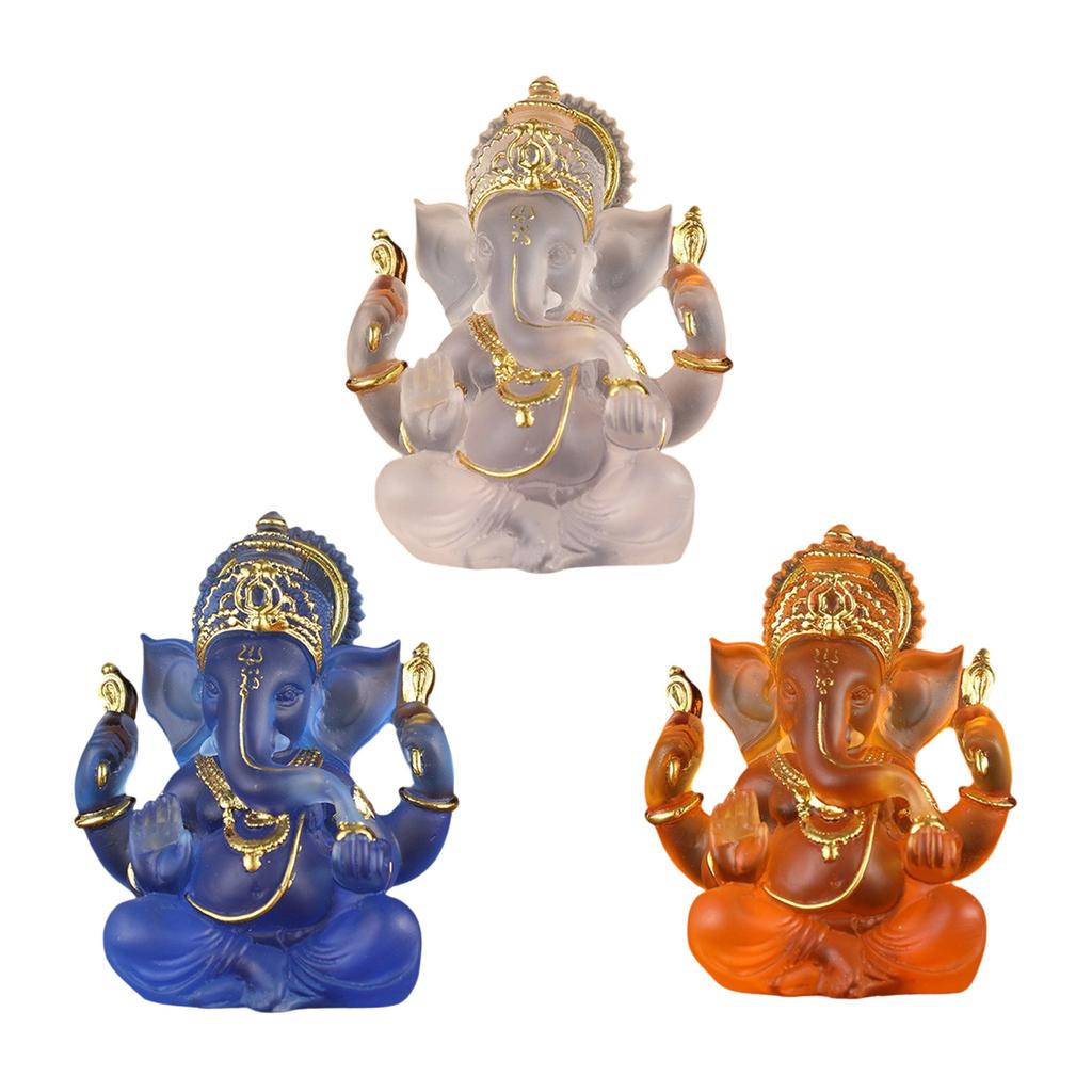Detailed Ganesha Statue Resin Craft Spiritual Home Decoration Office Sculpture Hindu God Figurine Elephant God Model
