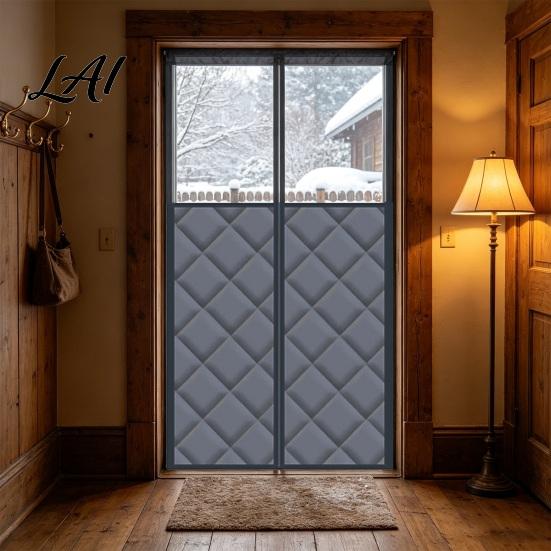 Insulated Door Cover for Winter Magnetic Thermal Curtain Padded with Window Privacy Curtain Bedroom Magnet Closure Windproof Soundproof Living Room