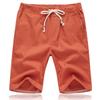 Herren Leinen Baumwolle Kordelzug Taille Gerade Beine Freizeitshorts