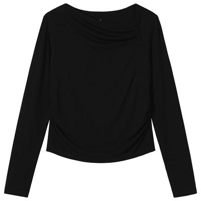 Hotwind Damen Plissiertes Langarm-T-Shirt
