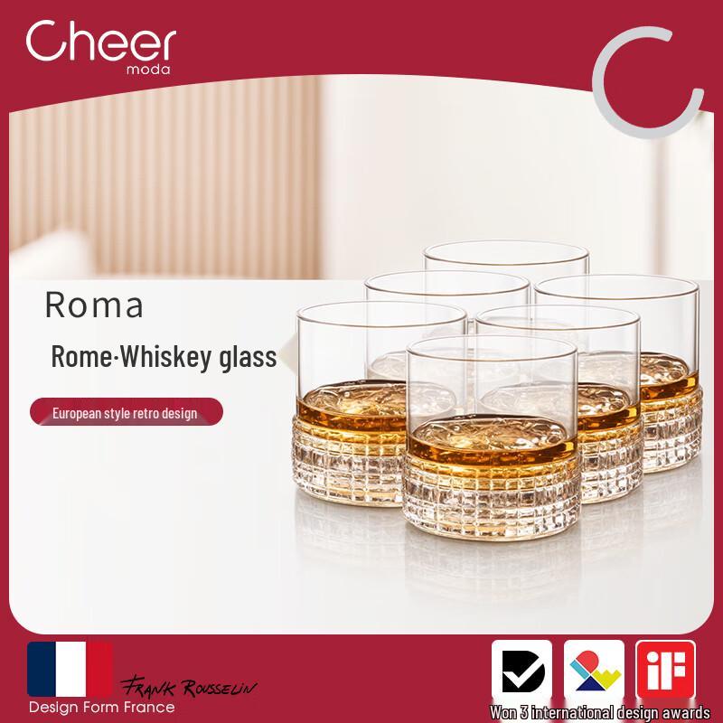 Cheer Roma European Carved Whiskey Glasses