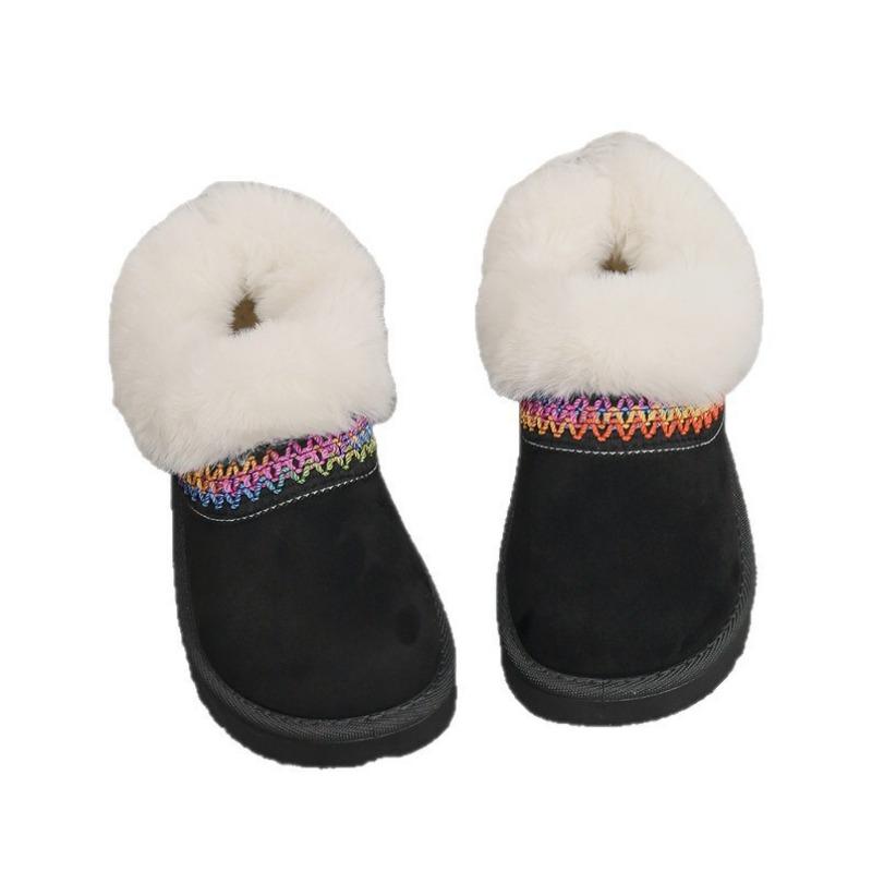 New Fleece Cuff Low-top Fleece Cotton Shoes for Women, Plus-size Warm Thick-soled Snow Boots