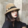 Top Hat British Style Faux Pearl Decor Down Brim Sunshading Round Top Decorate Retro Vintage Women Cloche Hat for Church