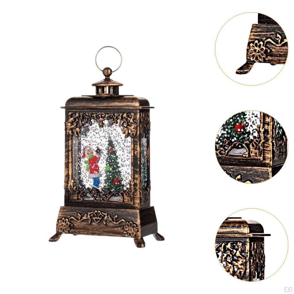 Christmas Snow Globe Lantern Christma Decoration Lighted for Holiday