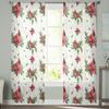 Christmas Cardinals Poinsettia Tulle Curtains For Living Room Bedroom Home Decor Chiffon Sheer Voile Kitchen Curtain