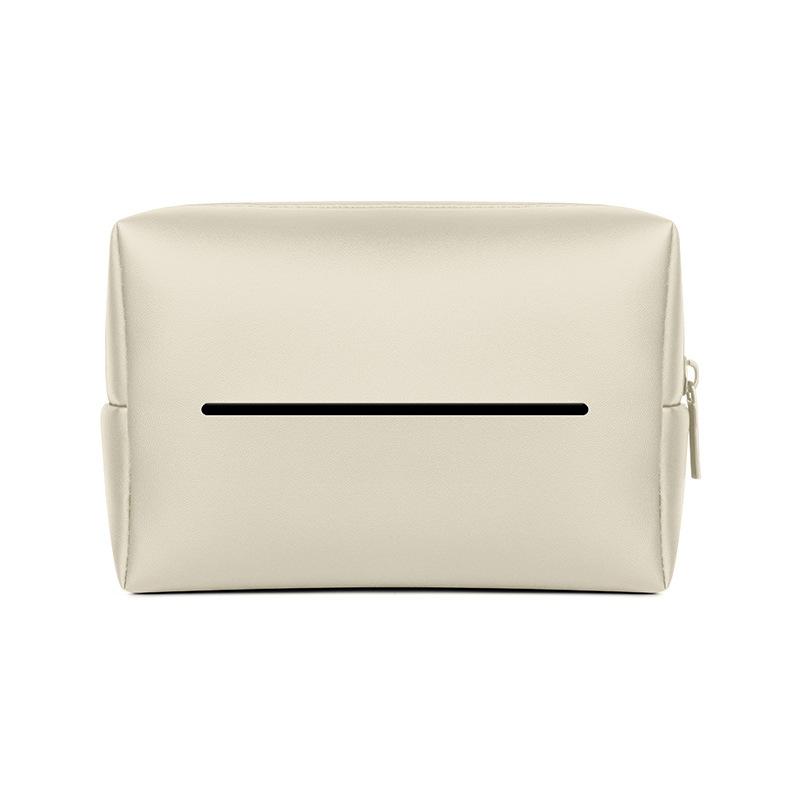 Ajustable PU Leather Car Armrest Tissue Box Backseat Tissue Case Holder Zipper Easy to Access and Installation Car