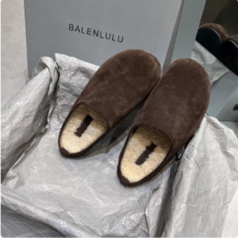 Baotou half slippers women's new autumn and winter piled thickened versatile warm wool cotton slippers