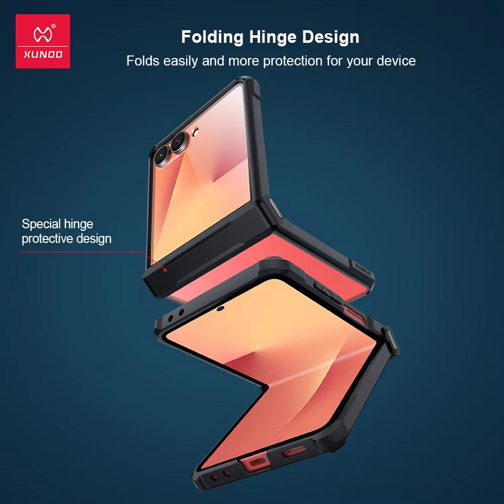 XUNDD For Samsung Galaxy Z Flip 7 Case Airbag Shockproof Bumper Protective Cases Transparent Back Cover Luxury Casing With Magnetic Ring