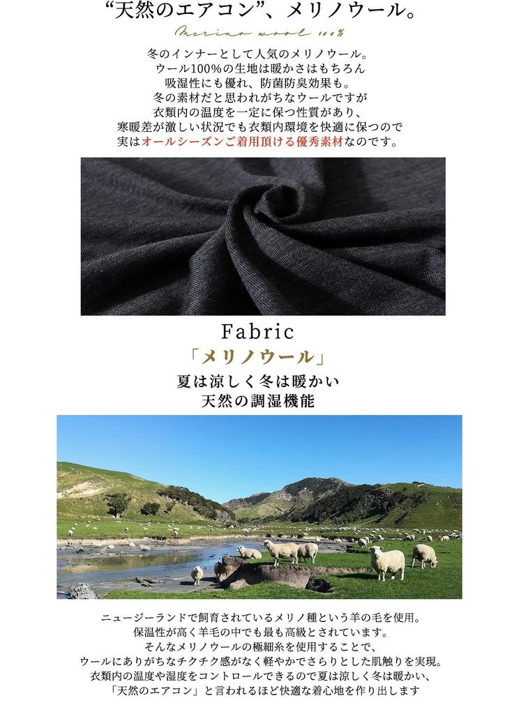 748 Merino Wool Crew Neck Round Neck Made in Japan Cut and Sew Long Sleeve Inner Base Layer Underwear Mountaineering Plain [SPAN] T-Shirt Women's (M,