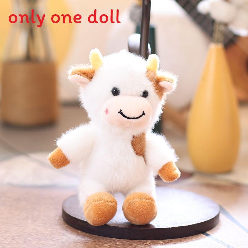 Adorable Miniature Cow Plush Toy With Short Pile Fabric For Bag Decor And Gifts