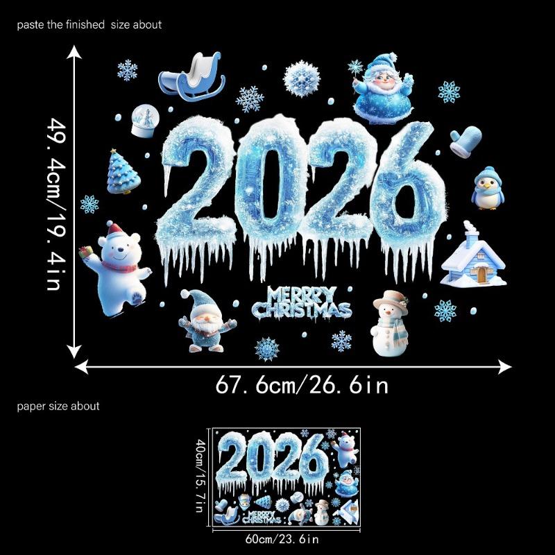 Christmas Window Stickers Christmas Wall Sticker Kids Room Wall Decals Merry Christmas Decorations For 2026 New Year Stickers