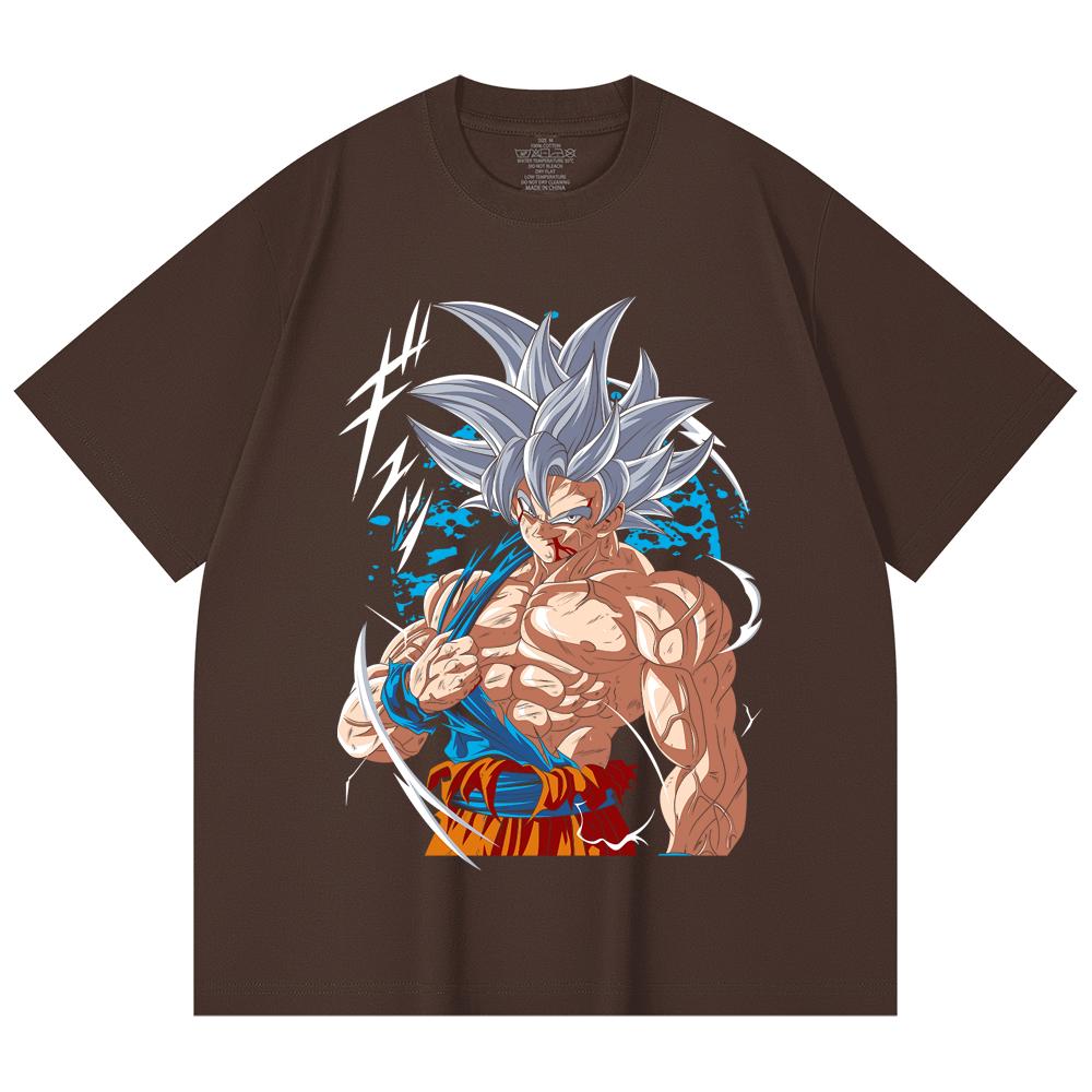 230 Gsm 100% Cotton Dragon Ball V47 Goku Ultra Instinct Print Unisex Heavy Cotton T Shirt