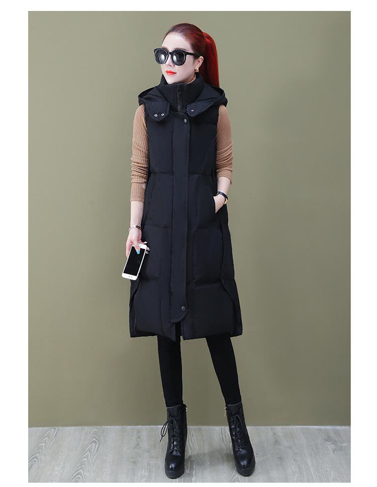 Autumn Winter Women's Solid Color Hooded Vest Loose Thickening Warm Women's Sleeveless Jacket