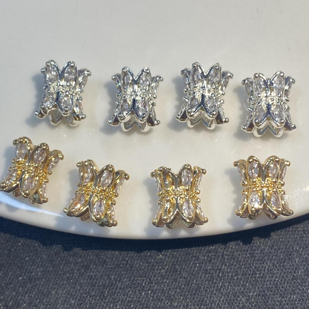 14K Gold Plated Zirconia Spacer Beads Flower Base DIY Bracelet & Phone Lanyard Accessories