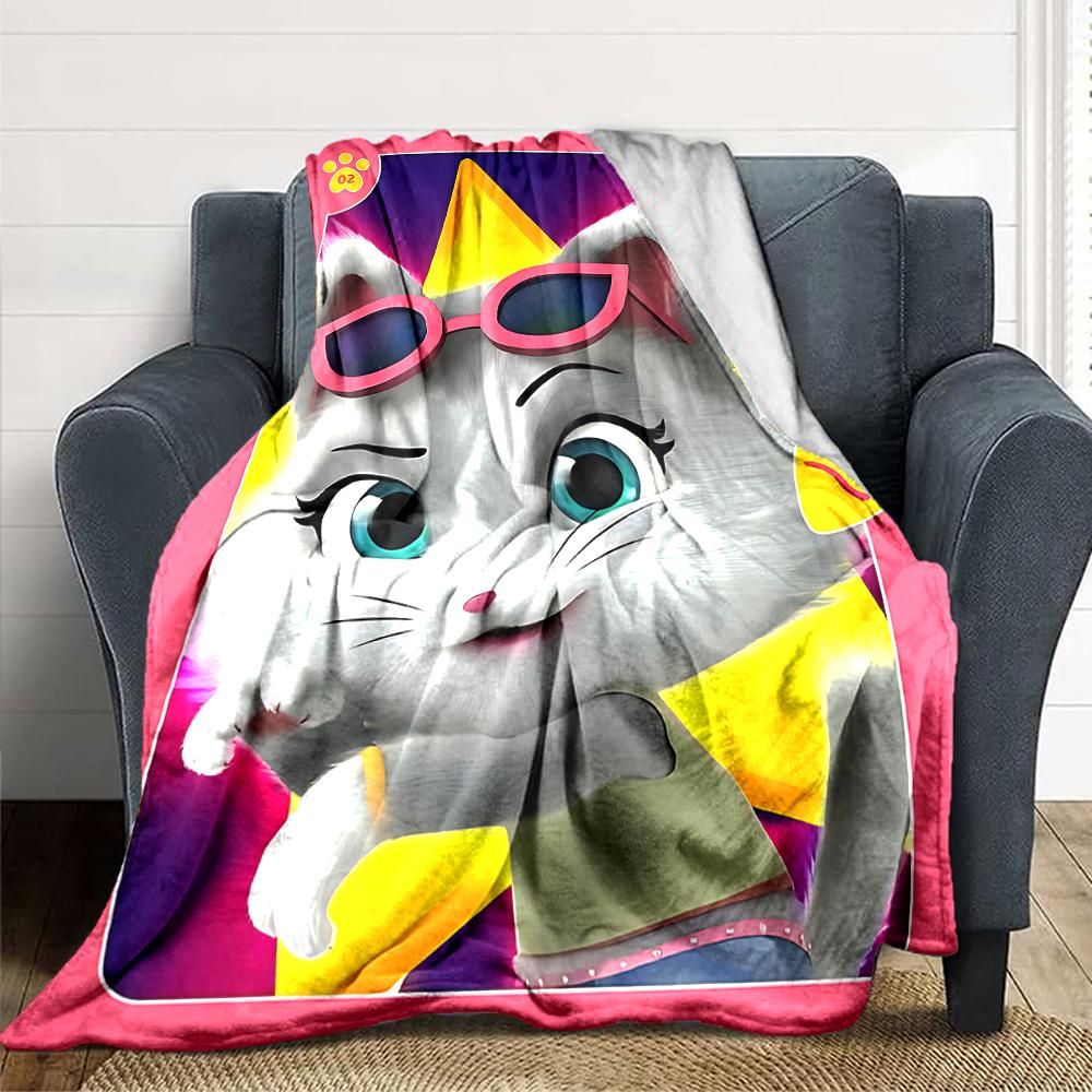 1Pc Cat Adventure Blanket For Couch Bed Plush Cozy Fuzzy Blanket Super Soft Warm Blankets For Fall And Winter 0918266