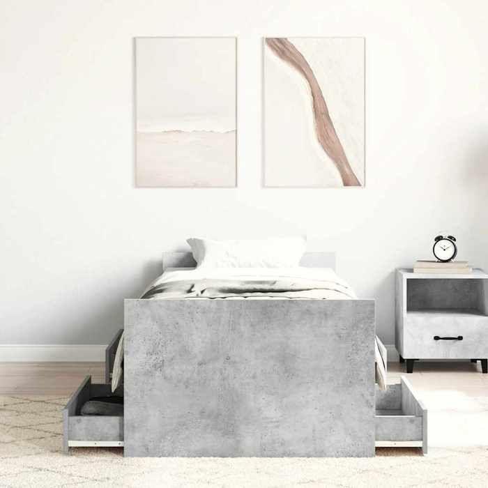 VidaXL Cadre de lit tête de lit et pied de lit gris béton 75x190 cm 3203820