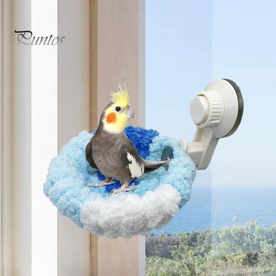 2-in-1-Vogelnest, Korallensamt, warmes Nest mit abnehmbarem Saugnapf, fahrzeugmontiertes Vogelplüschnest für Papageien, Wellensittiche, Unzertrennliche