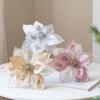 Artificial Magnolia Flowers Christmas Ornaments Glitter Decorations
