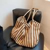 Borsa a Shopper da Donna in Tela di Grande Capacità Semplice Borsa a Spalla a Strisce Borsa a Mano con Manico Superiore Femminile Casual Multifunzionale da Viaggio