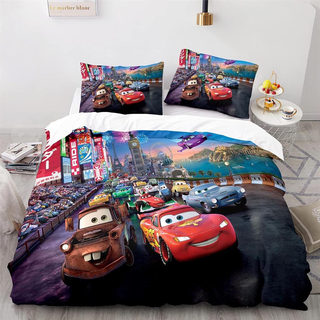 Cars Lightning McQueen 3D Children's Bedding Set 3-piece Set 1 Quilt Cover 100% Polyester Home Decor Cartoon