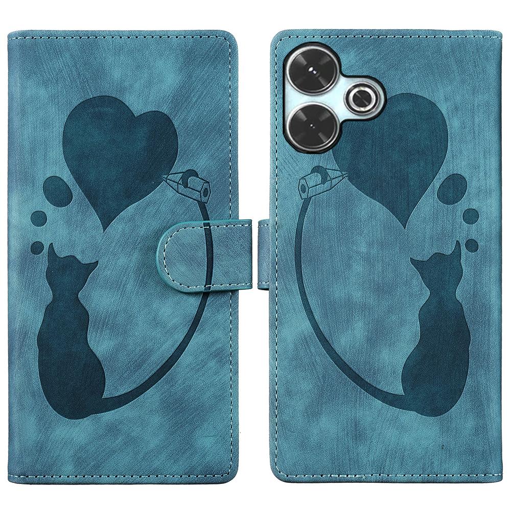 For Xiaomi Redmi 13 4G/13 5G Case Heart Cat Folding Stand PU Leather Phone Cover