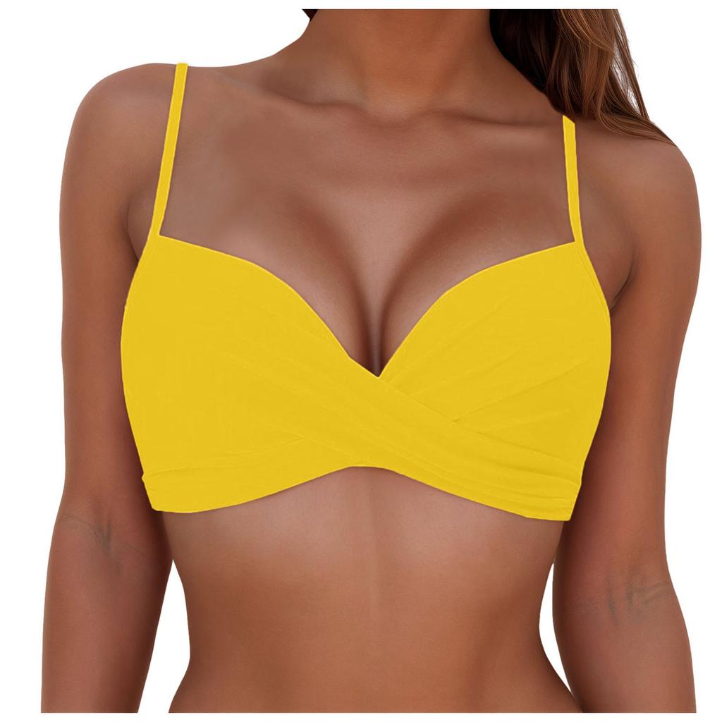 Explosive Ladies Multicolor Split Gather Skinny Seaside Sling Bikini Bikini