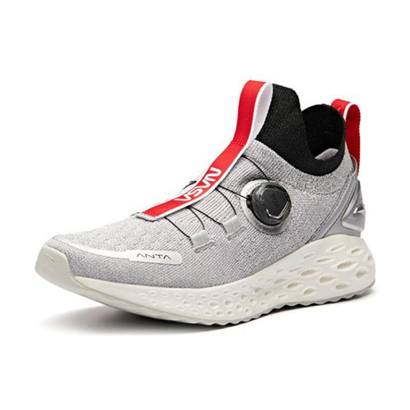 Nasa x Anta Cushioning Anti-Slip And Wear-Resistant Mid-Top Running Shoes Women's Gray Silver Sneakers 12915580-1