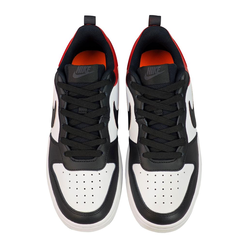 Nike Court Borough Non slip Lightweight Low top Skateboard Shoes GS Black White Red BQ5448-115(TeamEight-)