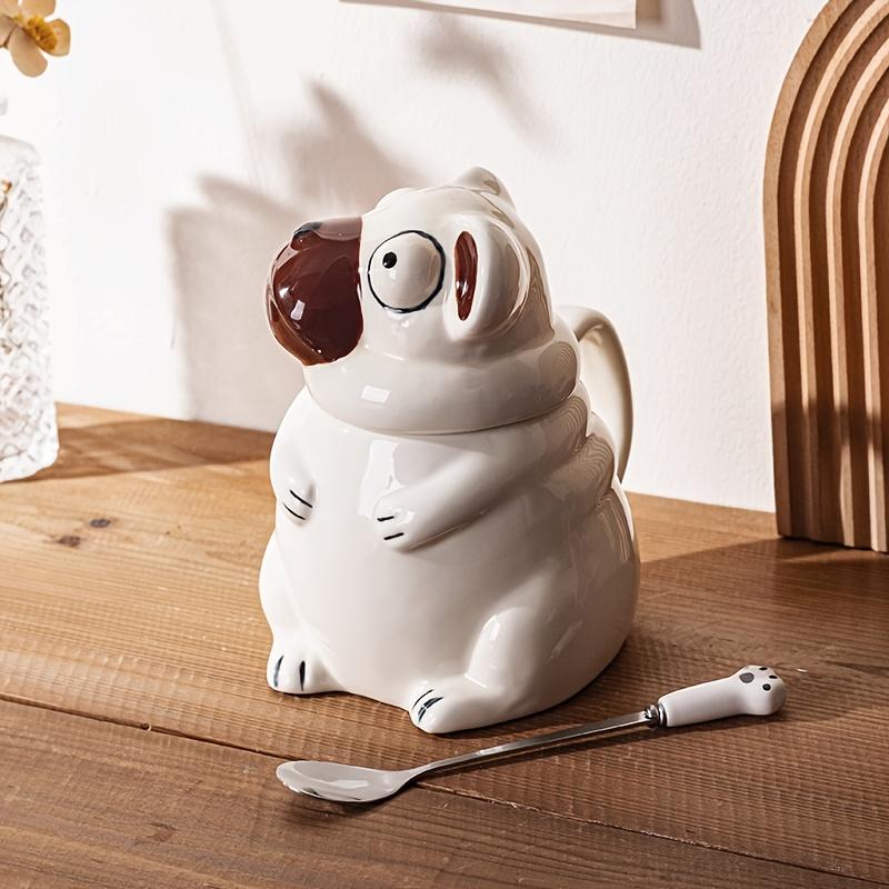 1 Pack Creative Ceramic Pug Mug for Home ,Office, Reusable Water Cup, Fun Design, Dishwasher Safe, Multi Purpose Use
