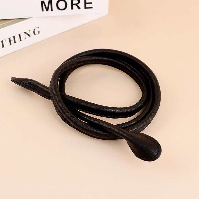 

Meier First-layer cowhide retro belt, leather cord, women s thin waist seal, with dress and coat to tighten the waist 135cm чёрный