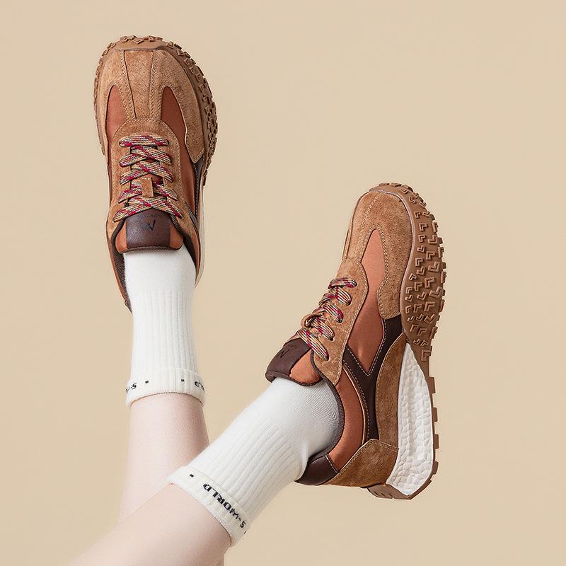 Dad Shoes Frühling und Herbst Neue dicke Sohle Kleine Forrest Gump Schuhe Sportschuhe Leder Atmungsaktiv Freizeitsschuhe