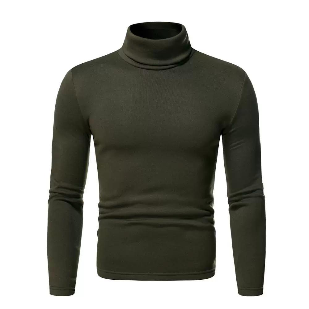 Fashion Men's Casual Slim Fit Basic Turtleneck Knitted Sweater High Collar Pullover Male Double Collar Autumn  Winter Tops