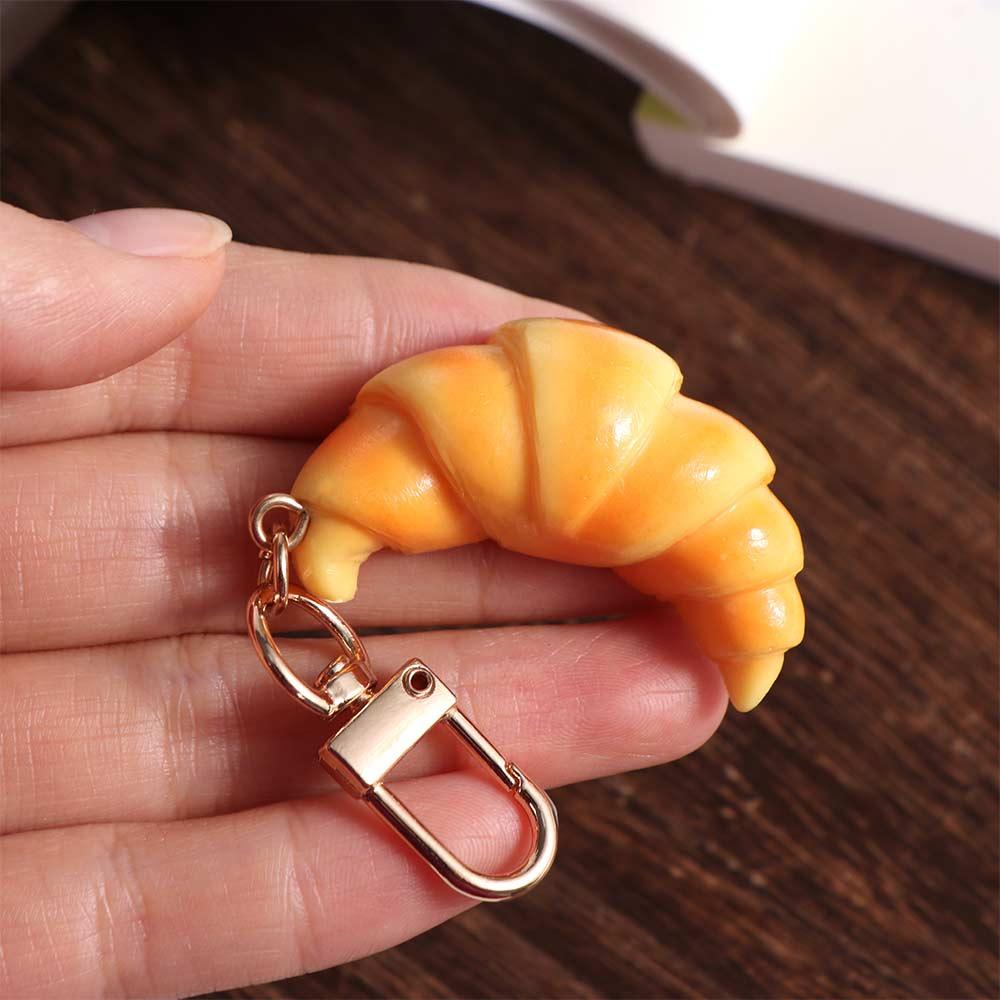 Creative Croissant Keychain Funny Food Model Pendant Simulation Food Toy  Earphone Case