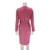 GRAXIA Pink Midi Long and Perfect for Hostess and Size Women's Dress, Two-Piece Set, Tweed, Fitted, Knee-Length, Sleeves, Slit, Button-Down Design,