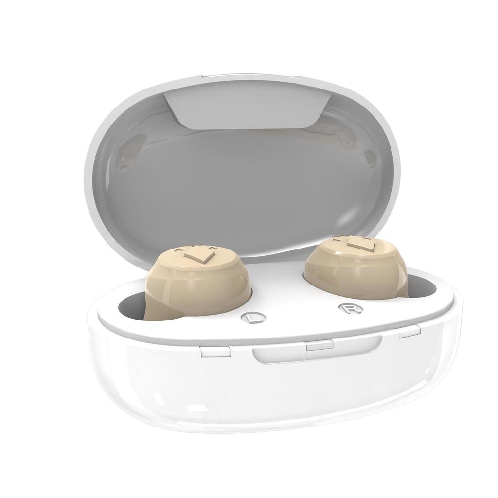 Rechargeable Noise-Reducing Invisible Hearing Aid with Amplifier and Button