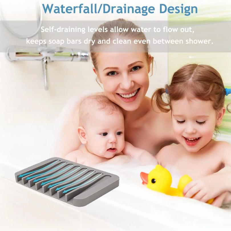 Home Silicone Drain Soap Box Kitchen Bathroom Anti-slip Sink Tray Creative Washing Table Soap Tray Free Punch Drain Rack