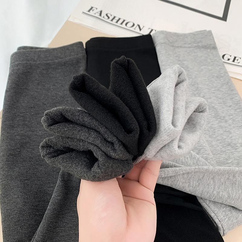 New Autumn and Winter Polished Threaded Leggings Women Can Wear High-waisted Slim-fitting and Thin High-elastic Thermal Trousers