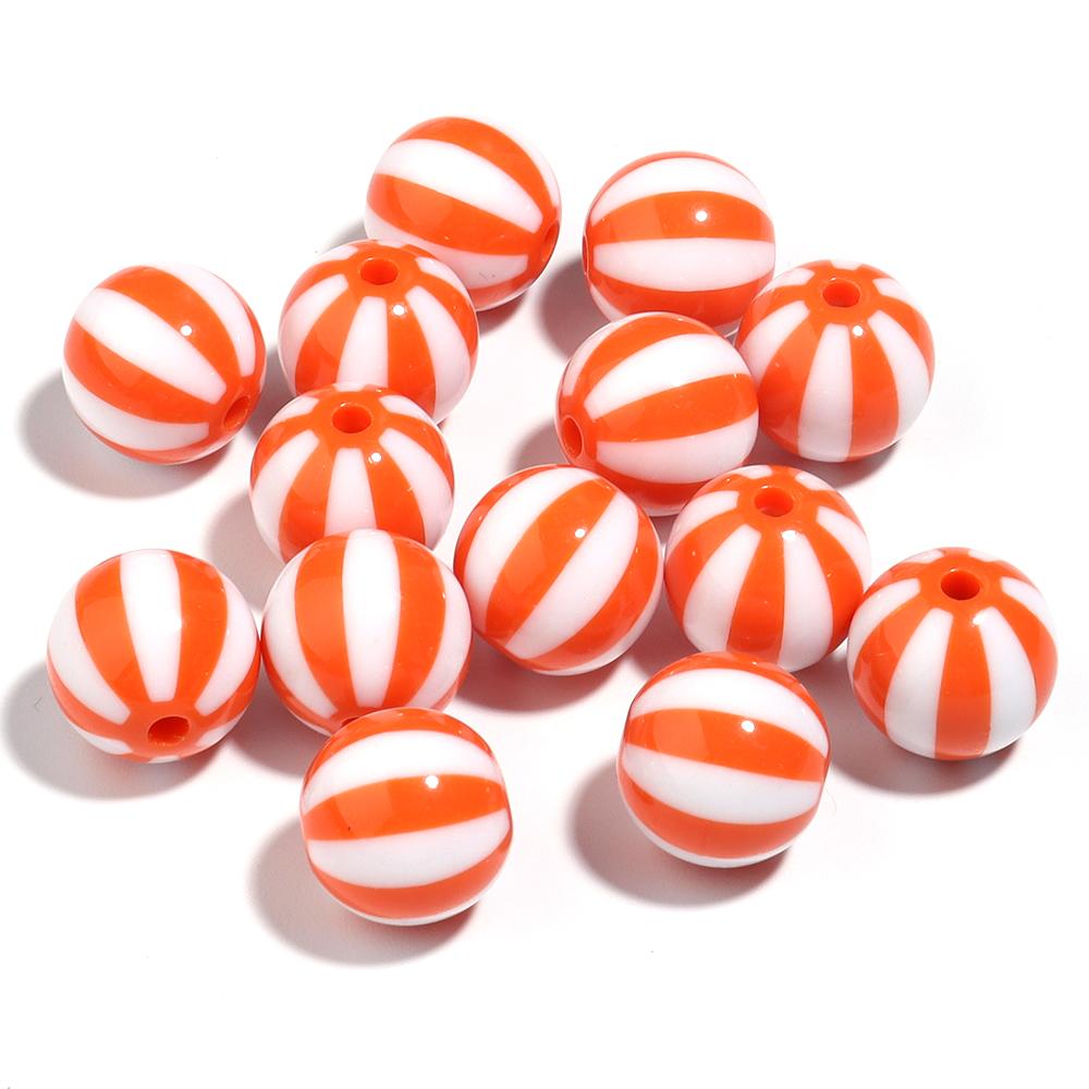10-20pcs Acrylic Beads Big Hole Stripe Acrylic Beads Colorful Round Loose Spacer Beads For Jewelry Making DIY Bracelet Necklace