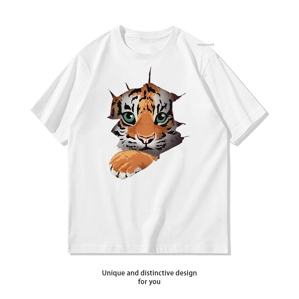 Cute Tiger Face cotton T shirt Unisex Adult couple streetwealtops tee Short sleev Casual
