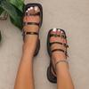 Fashion Women's Sandals 2025 New Summer Platform Fashion High Heel Sandals Outdoor Beach Shoes Square Toe Buckle Strap Women’s Shoes