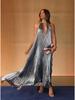 Schnürung Matt Metallic Ärmelloses Rückenfreies Kleid für Damen