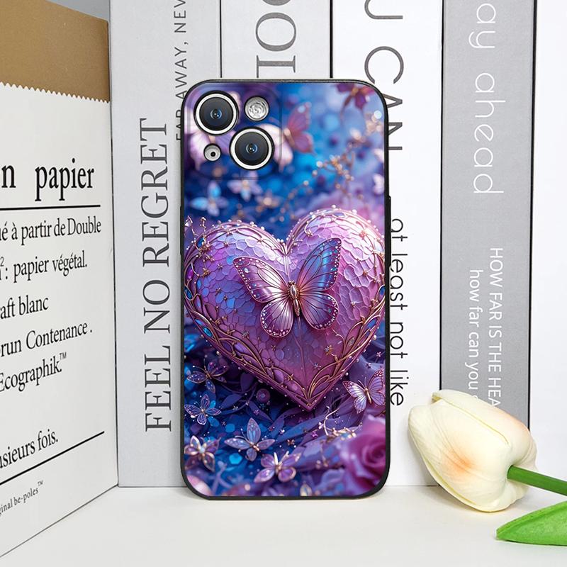 Luxury Art Butterfly Flower Pattern Phone Case for IPhone 17 16 12 11 14 Plus 13 15 Pro Max Mini X XS XR Shockproof Soft Covers