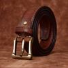 3.8Cm Wide Retro Hand-Polished Single-Layer Reflex First-Layer Cowhide Men'S Genuine Leather Pin Buckle Thickened Belt Men'S