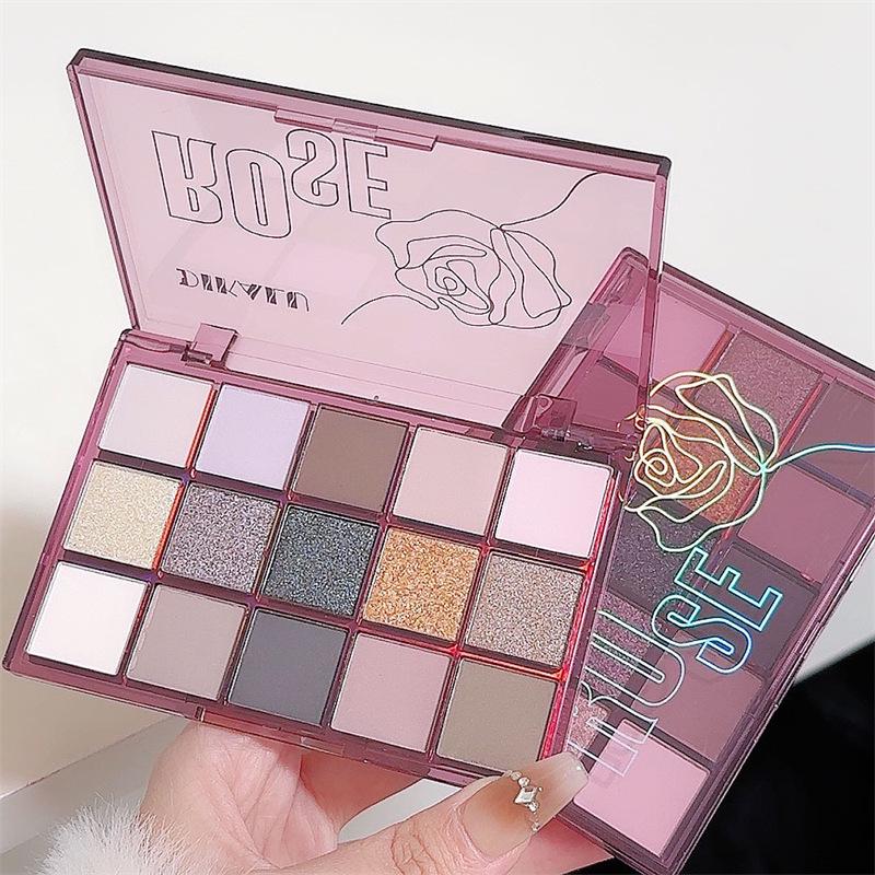 Macaron 15-Color Eyeshadow Palette: Shimmer & Matte, Water-resistant, Smudge-proof Fine Powder