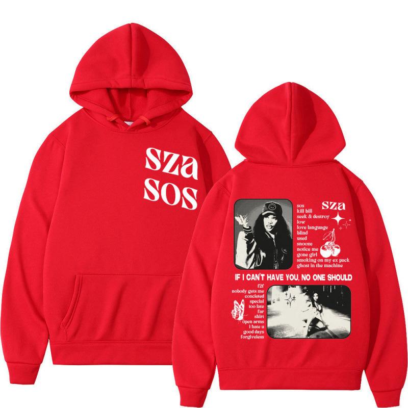 Autumn Winter Men Hooded Singer Sza Sos Print Ho